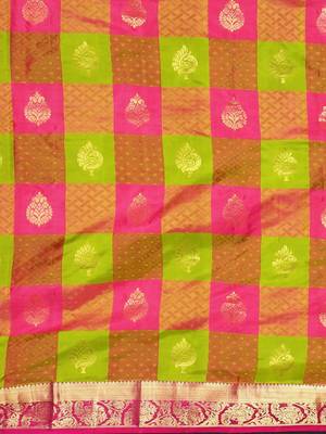 Multicolor hand woven kanchipuram silk saree with blouse 4