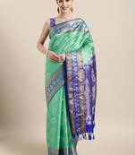 Green hand woven kanchipuram silk saree with blouse