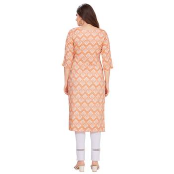 Orange embroidered rayon long-kurtis 2