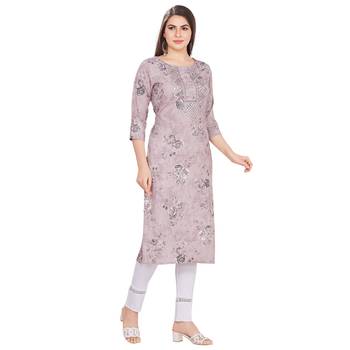 Purple embroidered rayon long-kurtis 4