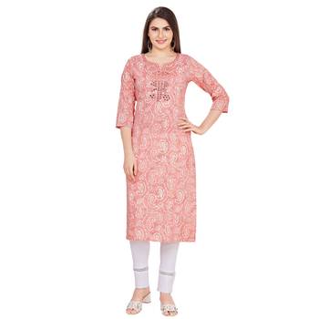 Light-blue embroidered rayon long-kurtis 1