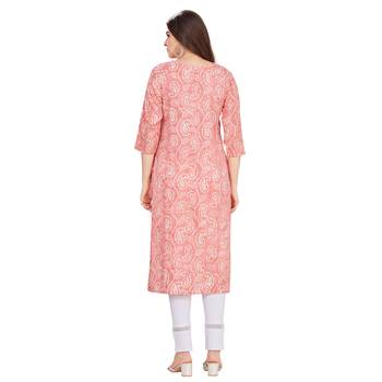 Light-blue embroidered rayon long-kurtis 2