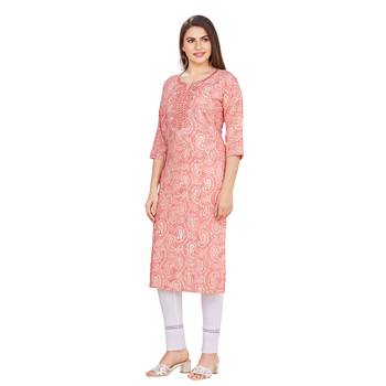 Light-blue embroidered rayon long-kurtis 3