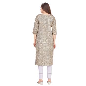 Grey embroidered rayon long-kurtis 2