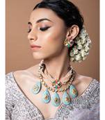 Yellow Gold Blue kundan Jewellery