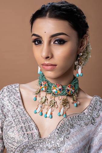 Yellow Gold multicolor kundan Jewellery