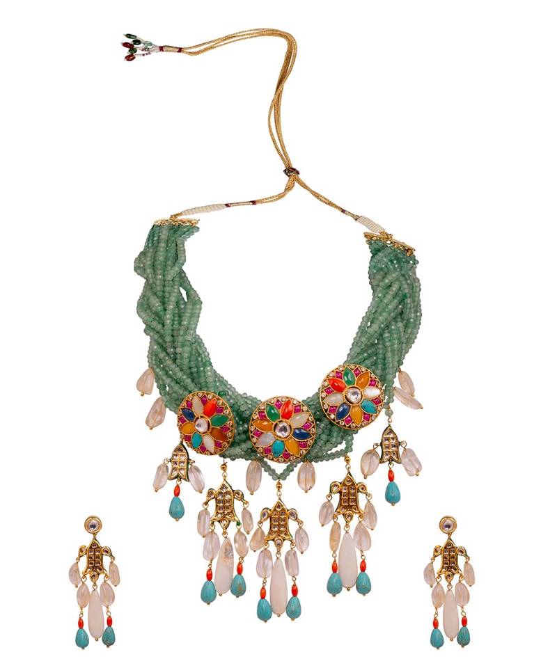 Yellow Gold multicolor kundan Jewellery