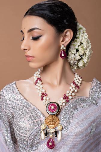 Yellow Gold multicolor kundan Jewellery