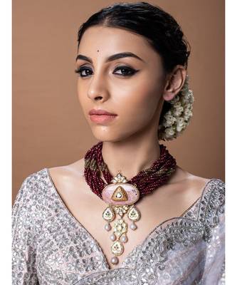 Yellow Gold red kundan Necklaces 1