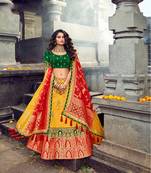 Yellow  Embroidered Silk Semi Stiched Lehenga 