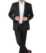 Black plain cotton bandhgala-suit