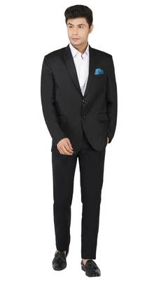 Black plain cotton bandhgala-suit 1