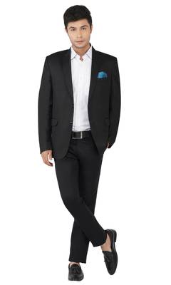 Black plain cotton bandhgala-suit 2