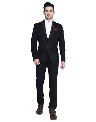 Black plain cotton bandhgala-suit 1