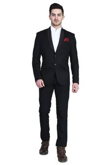 Black plain cotton bandhgala-suit