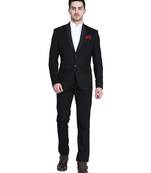 Black plain cotton bandhgala-suit