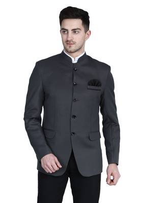 Grey plain cotton bandhgala-suit 2