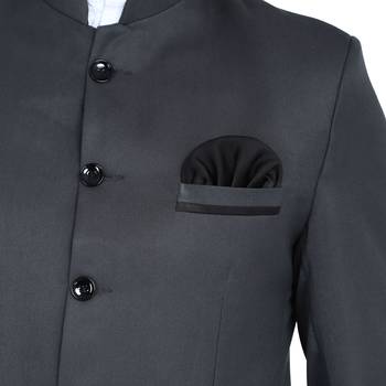 Grey plain cotton bandhgala-suit 5