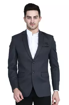 Grey plain cotton bandhgala-suit