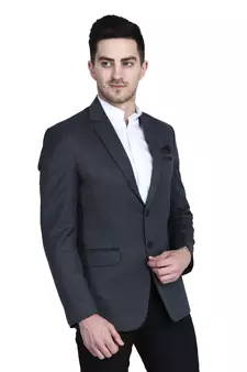 Grey plain cotton bandhgala-suit