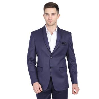 Blue plain cotton bandhgala-suit 2