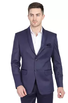 Blue plain cotton bandhgala-suit