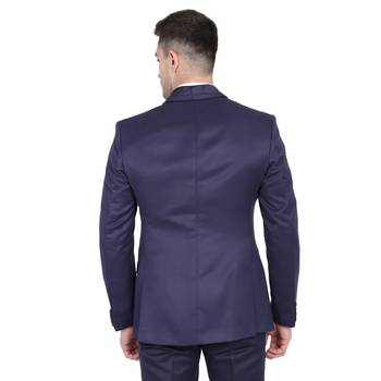 Blue plain cotton bandhgala-suit 3