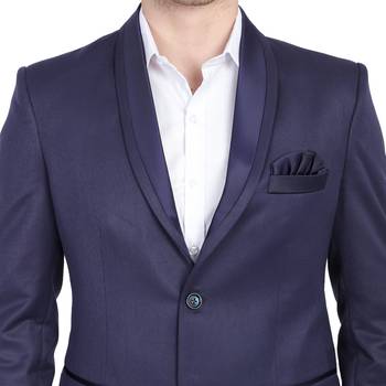 Blue plain cotton bandhgala-suit 5