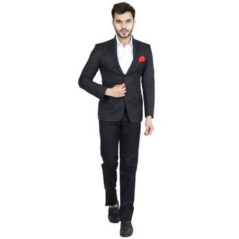Blue plain cotton bandhgala-suit 1