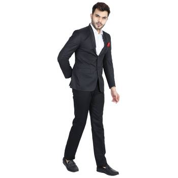 Blue plain cotton bandhgala-suit 2
