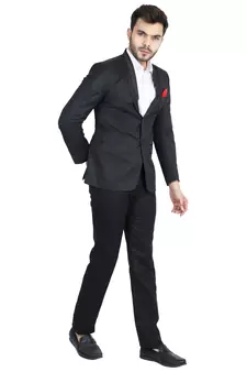 Blue plain cotton bandhgala-suit