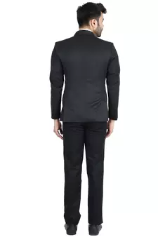Blue plain cotton bandhgala-suit
