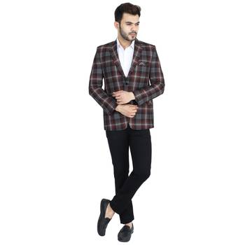 men's multicolour plain checks blazer 1