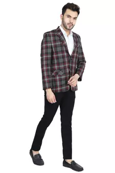 men's multicolour plain checks blazer