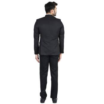 Black plain cotton bandhgala-suit 3