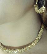 Ad Stone Diamond Studded Designer Gold Hasli Necklace  set For women Jewellery