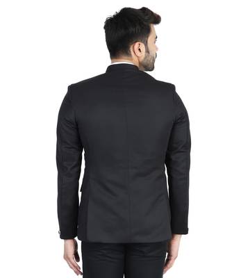 Black plain cotton bandhgala-suit 3