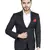 men's black solid slim-fit single-breasted blazer
