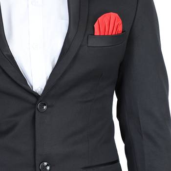 men's black solid slim-fit single-breasted blazer 4