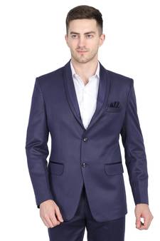 Blue plain cotton bandhgala-suit