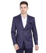 men's blue solid slim-fit single-breasted blazer