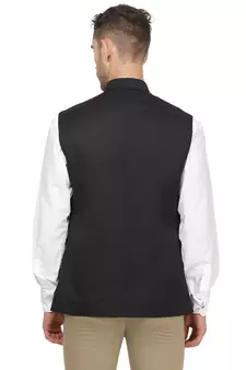 Black plain cotton nehru-jacket