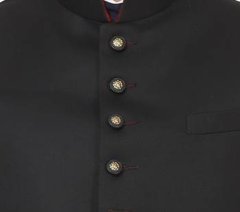 Black plain cotton nehru-jacket 5