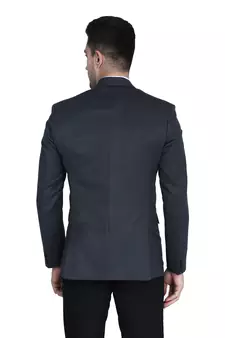 men's grey solid slim-fit single-breasted blazer
