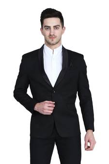 Black plain cotton bandhgala-suit