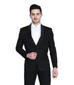 men's black solid slim-fit single-breasted blazer