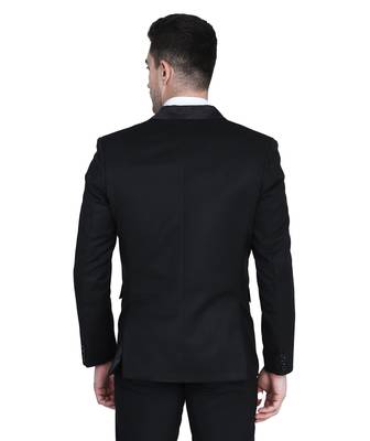 men's black solid slim-fit single-breasted blazer 3