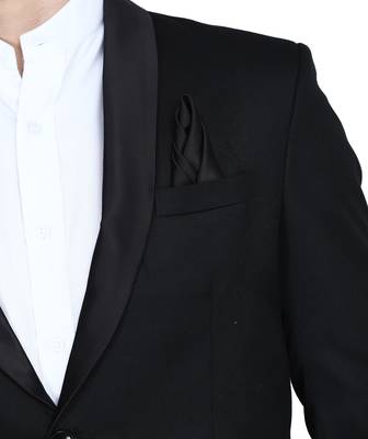 men's black solid slim-fit single-breasted blazer 5