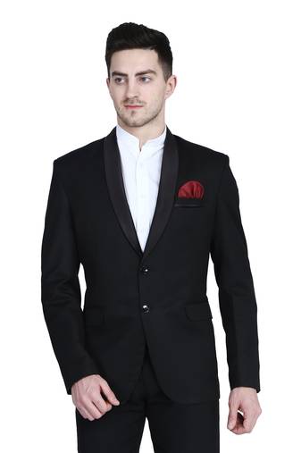Black plain cotton bandhgala-suit