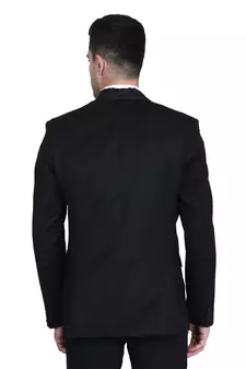 men's black solid slim-fit single-breasted blazer